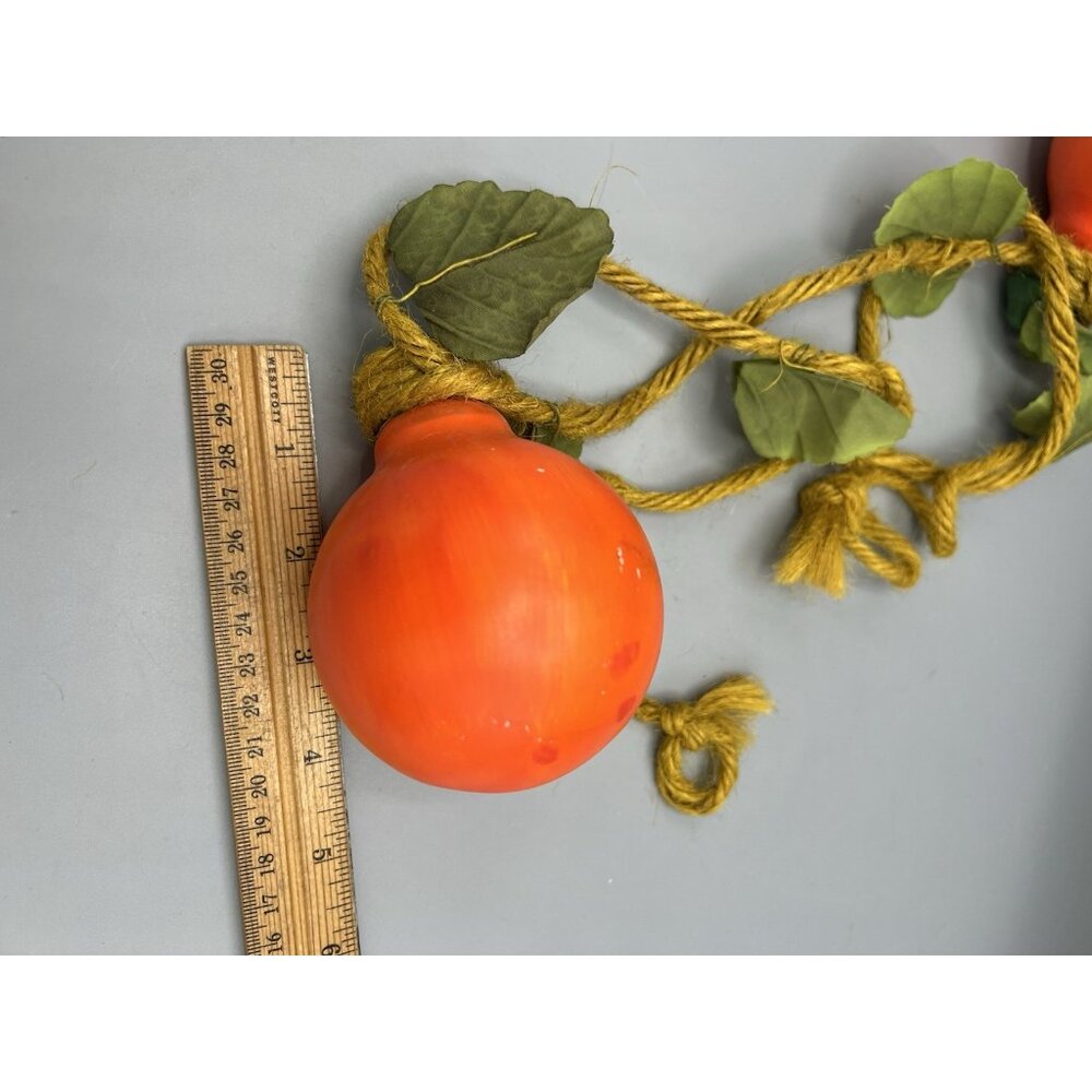 VTG Polish Halloween Pumpkin Glass Electric Light Bulbs Ornament Poland Raffia - Picture 8 of 13